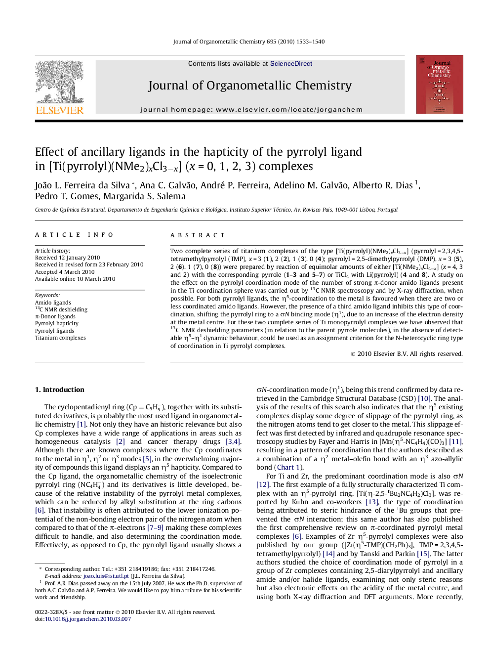 Effect of ancillary ligands in the hapticity of the pyrrolyl ligand in [Ti(pyrrolyl)(NMe2)xCl3−x] (x = 0, 1, 2, 3) complexes