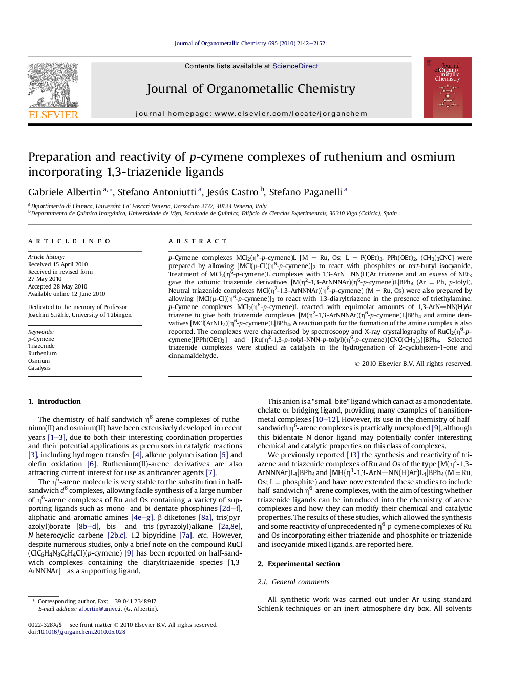 Preparation and reactivity of p-cymene complexes of ruthenium and osmium incorporating 1,3-triazenide ligands