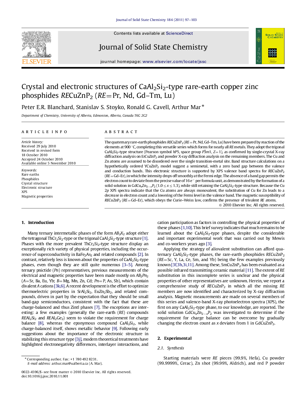 Crystal and electronic structures of CaAl2Si2-type rare-earth copper zinc phosphides RECuZnP2 (RE=Pr, Nd, Gd–Tm, Lu)