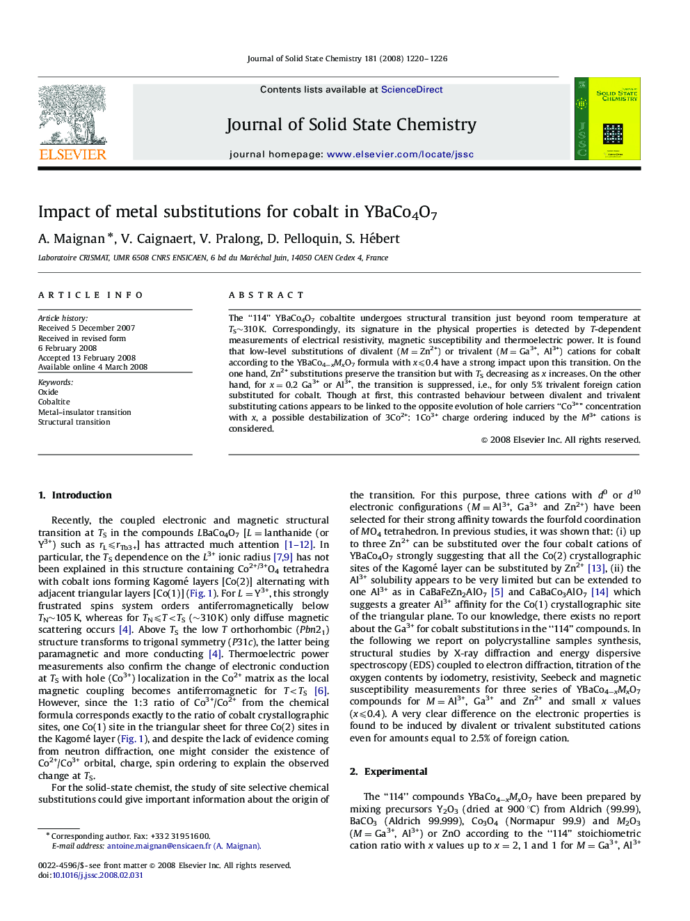 Impact of metal substitutions for cobalt in YBaCo4O7