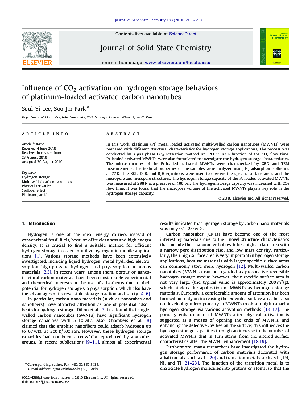 Influence of CO2 activation on hydrogen storage behaviors of platinum-loaded activated carbon nanotubes