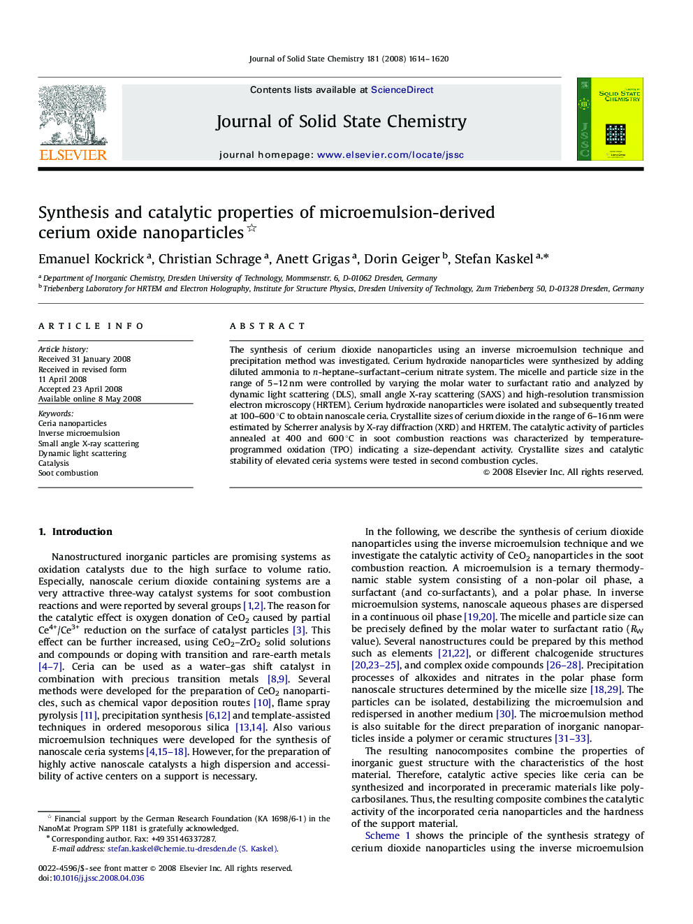 Synthesis and catalytic properties of microemulsion-derived cerium oxide nanoparticles 