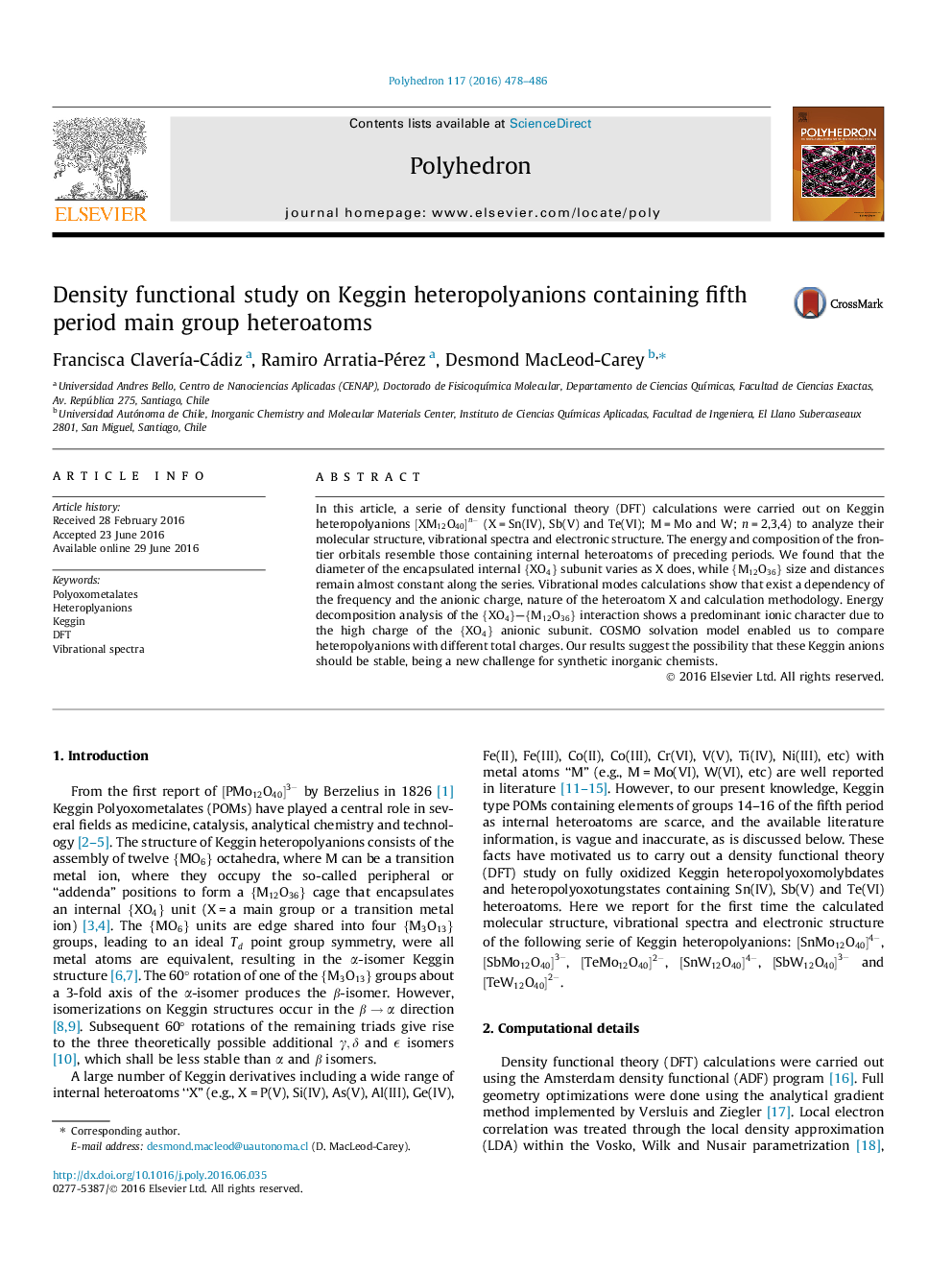 Density functional study on Keggin heteropolyanions containing fifth period main group heteroatoms