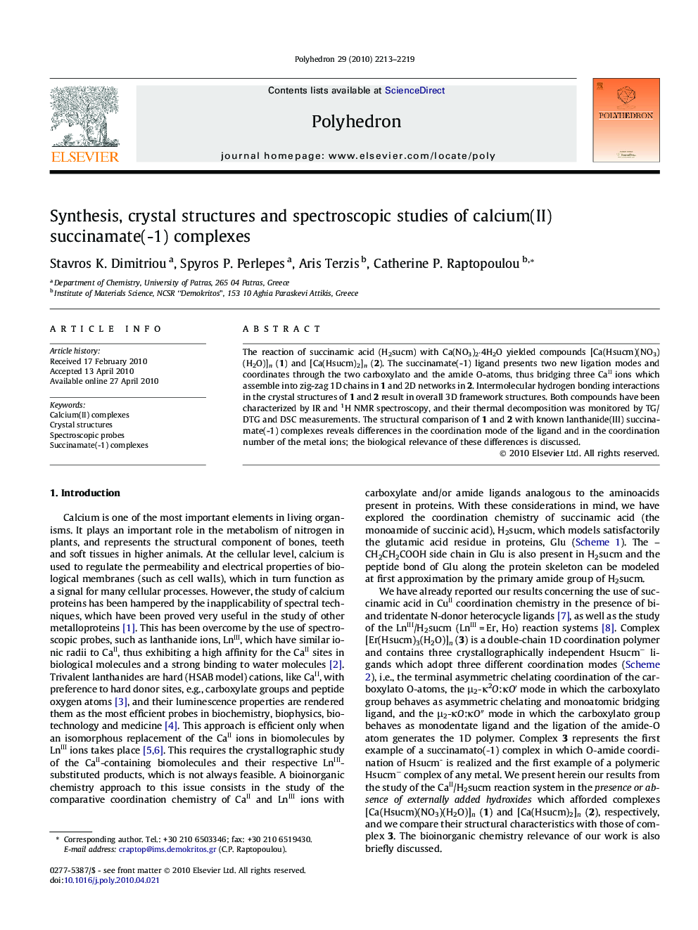 Synthesis, crystal structures and spectroscopic studies of calcium(II) succinamate(-1) complexes