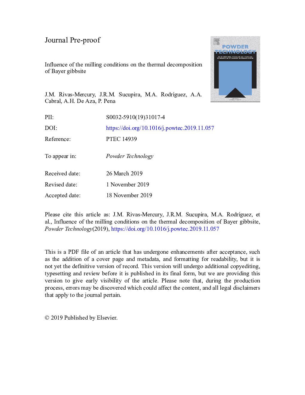 Influence of the milling conditions on the thermal decomposition of Bayer gibbsite