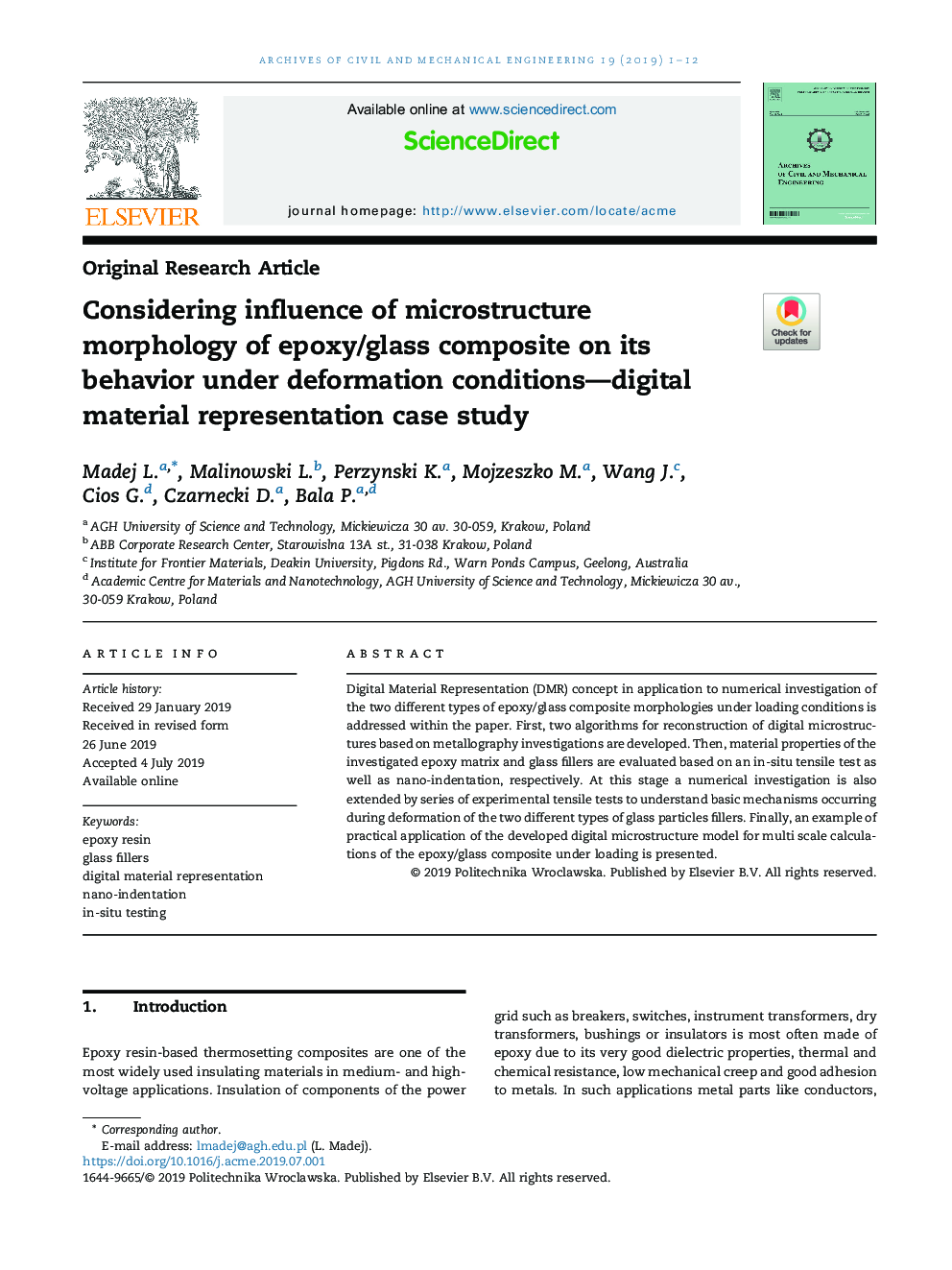 Considering influence of microstructure morphology of epoxy/glass composite on its behavior under deformation conditions-digital material representation case study