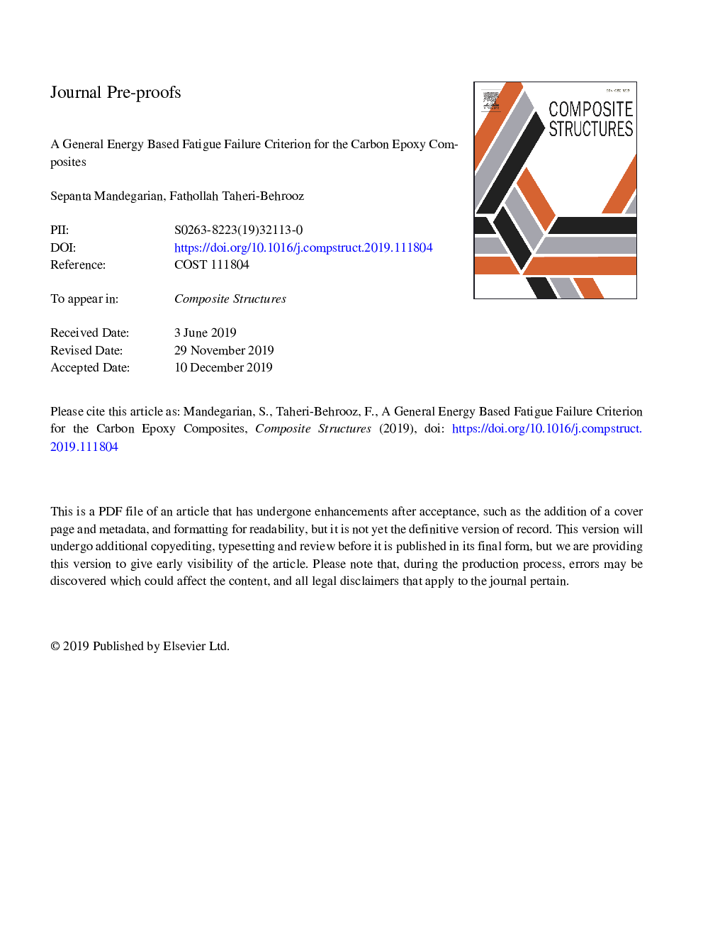 A general energy based fatigue failure criterion for the carbon epoxy composites