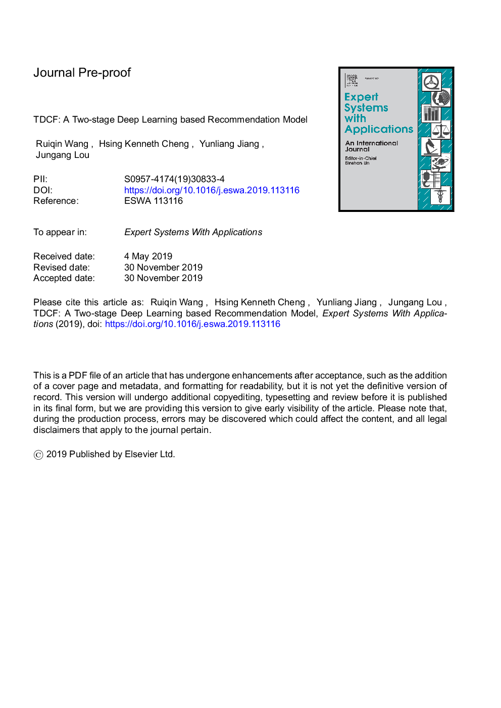 TDCF: A two-stage deep learning based recommendation model