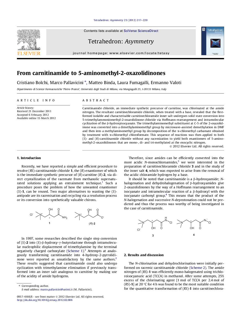 From carnitinamide to 5-aminomethyl-2-oxazolidinones