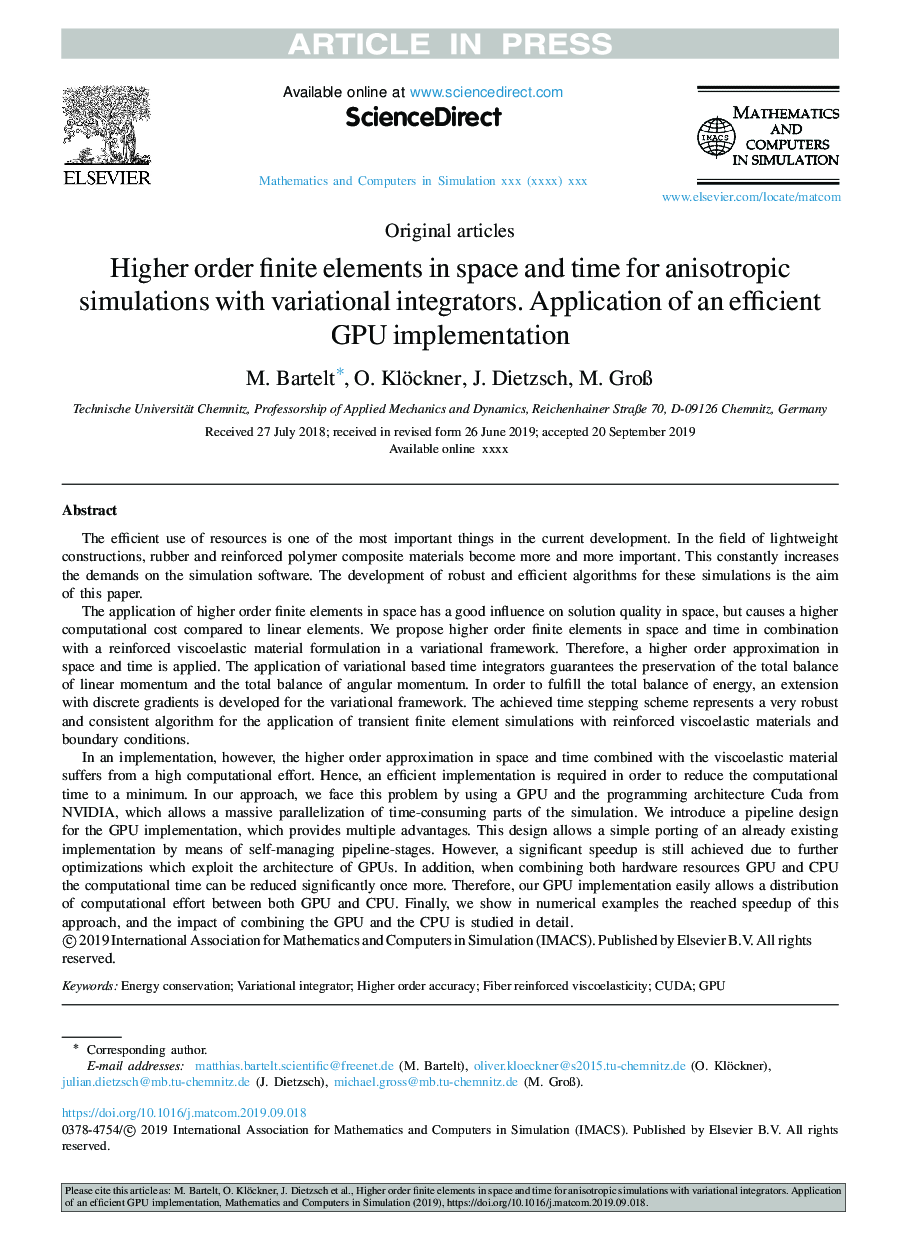 Higher order finite elements in space and time for anisotropic simulations with variational integrators. Application of an efficient GPU implementation
