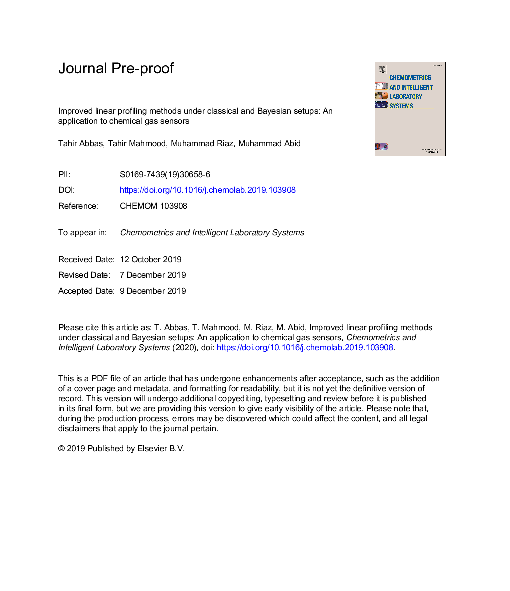 Improved linear profiling methods under classical and Bayesian setups: An application to chemical gas sensors