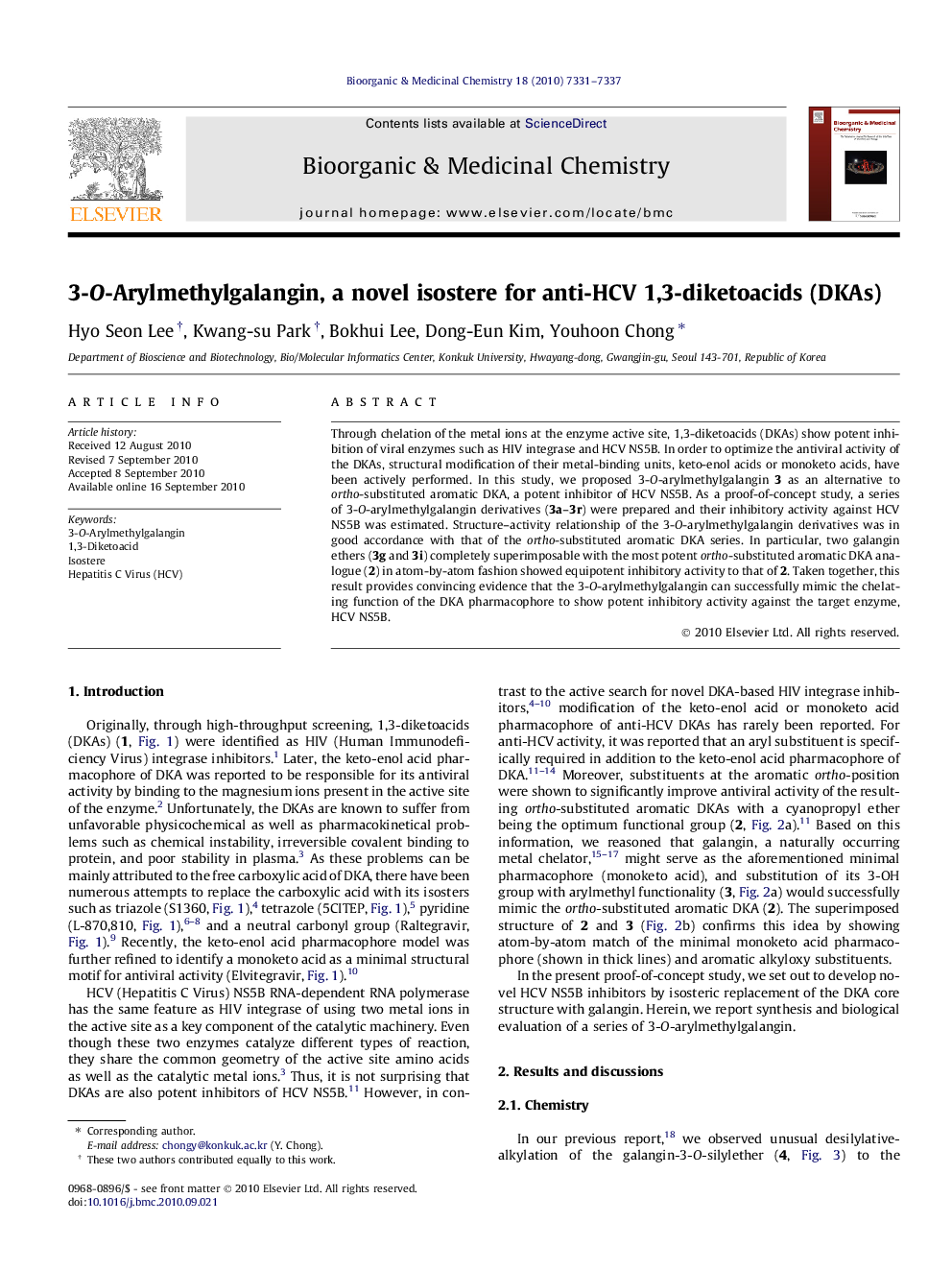 3-O-Arylmethylgalangin, a novel isostere for anti-HCV 1,3-diketoacids (DKAs)
