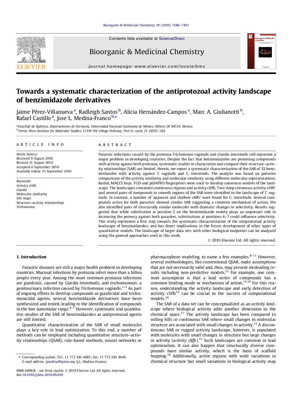 Towards a systematic characterization of the antiprotozoal activity landscape of benzimidazole derivatives