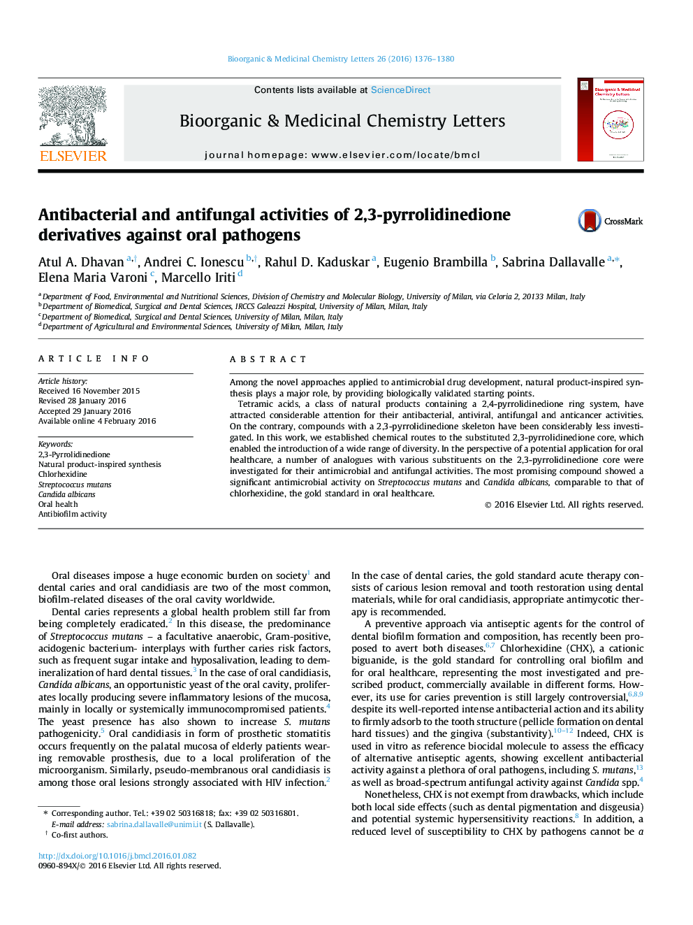 فعالیت های ضد باکتری و ضد قارچی مشتقات 2،3-پیرولیدیدینون در برابر پاتوژن های خوراکی 