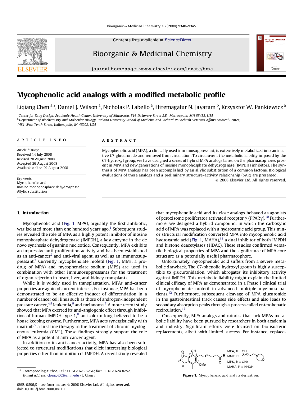 Mycophenolic acid analogs with a modified metabolic profile
