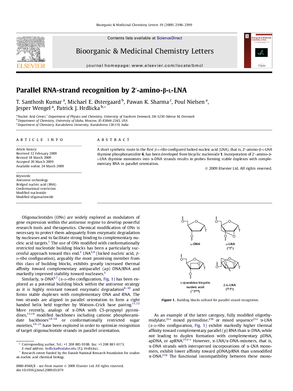 Parallel RNA-strand recognition by 2′-amino-β-l-LNA