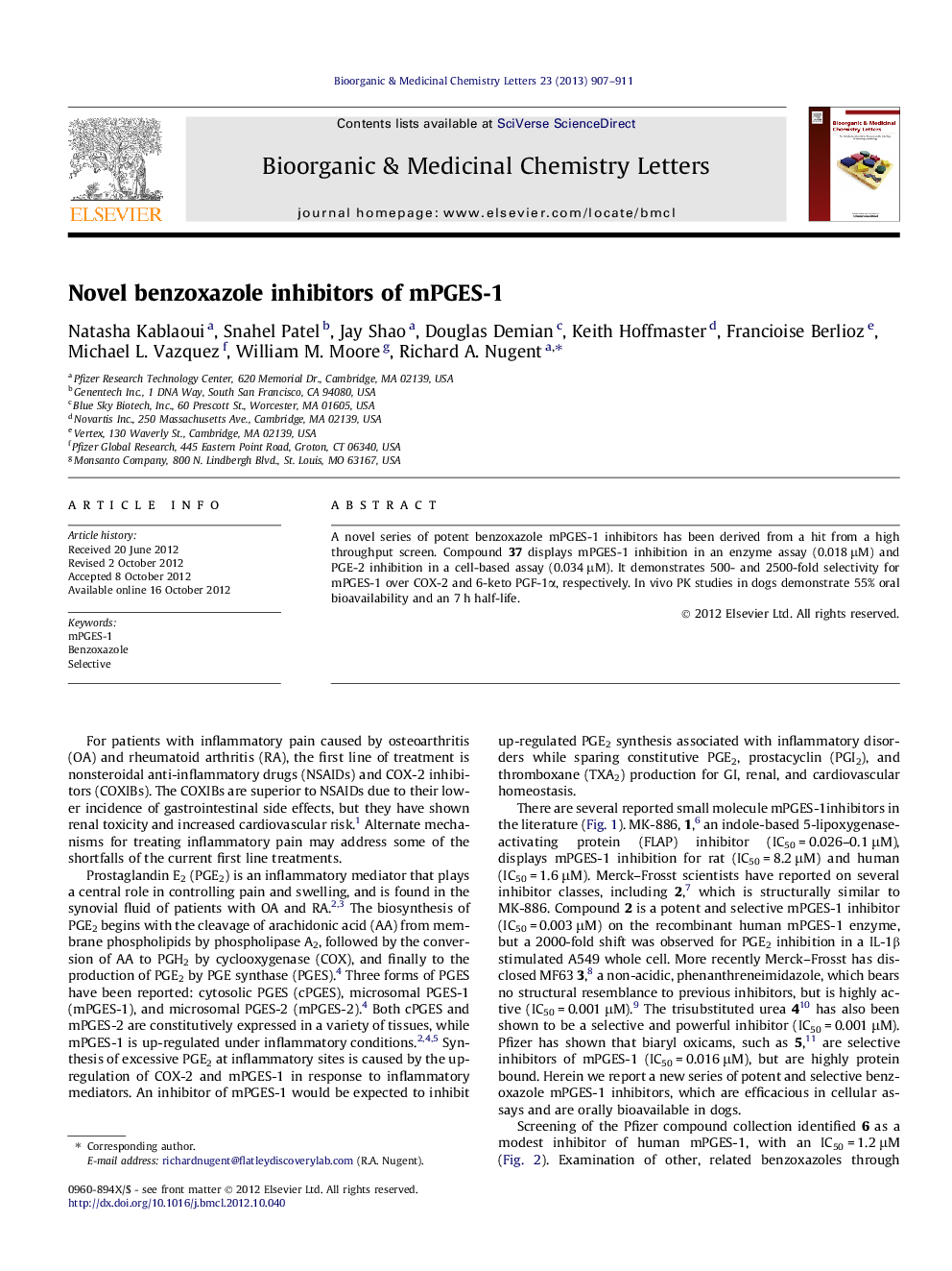 Novel benzoxazole inhibitors of mPGES-1