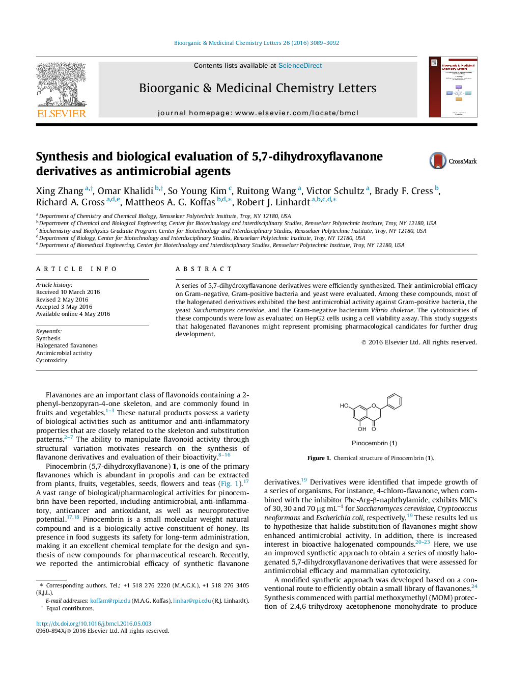 سنتز و ارزیابی بیولوژیکی مشتقات 5،7-dihydroxyflavanone به عنوان عوامل ضد میکروبی