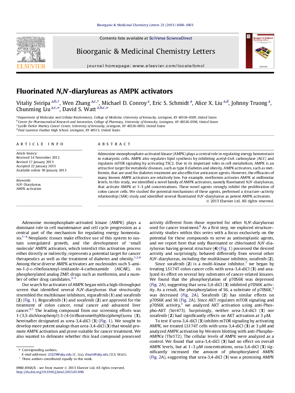 Fluorinated N,N′-diarylureas as AMPK activators