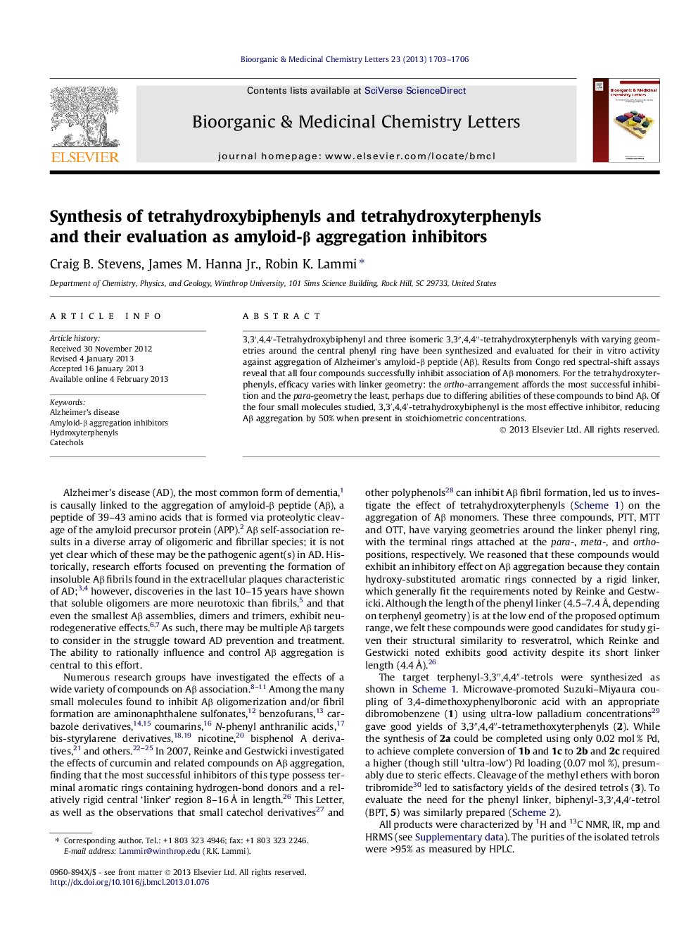 Synthesis of tetrahydroxybiphenyls and tetrahydroxyterphenyls and their evaluation as amyloid-β aggregation inhibitors