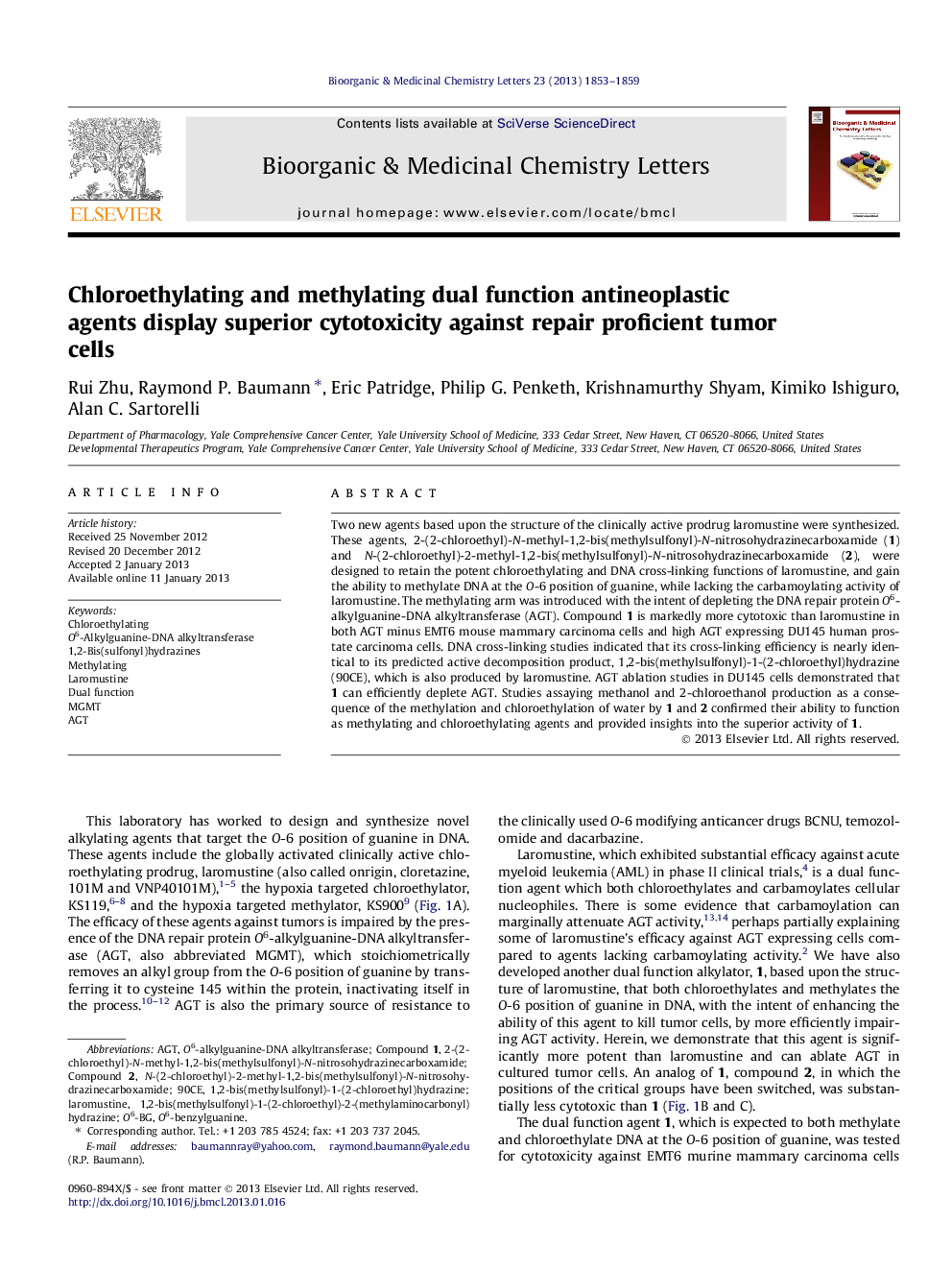 Chloroethylating and methylating dual function antineoplastic agents display superior cytotoxicity against repair proficient tumor cells