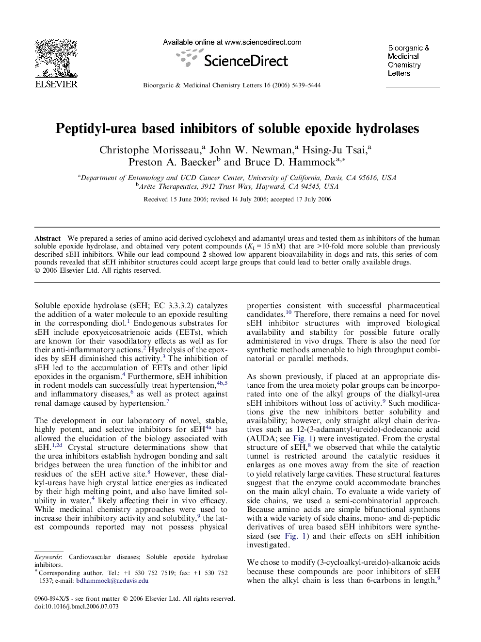 Peptidyl-urea based inhibitors of soluble epoxide hydrolases