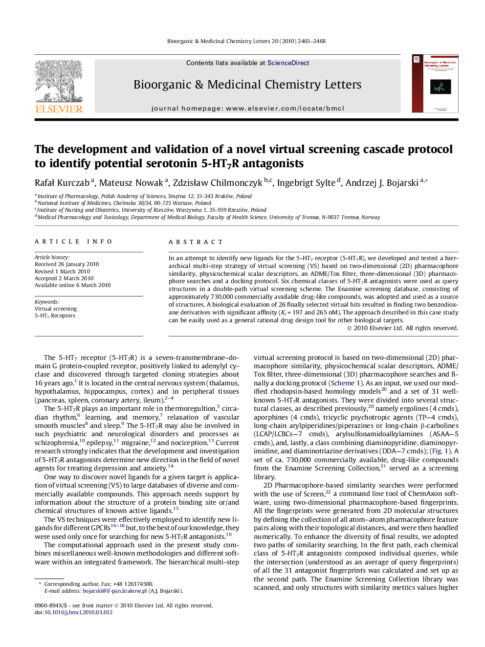 The development and validation of a novel virtual screening cascade protocol to identify potential serotonin 5-HT7R antagonists