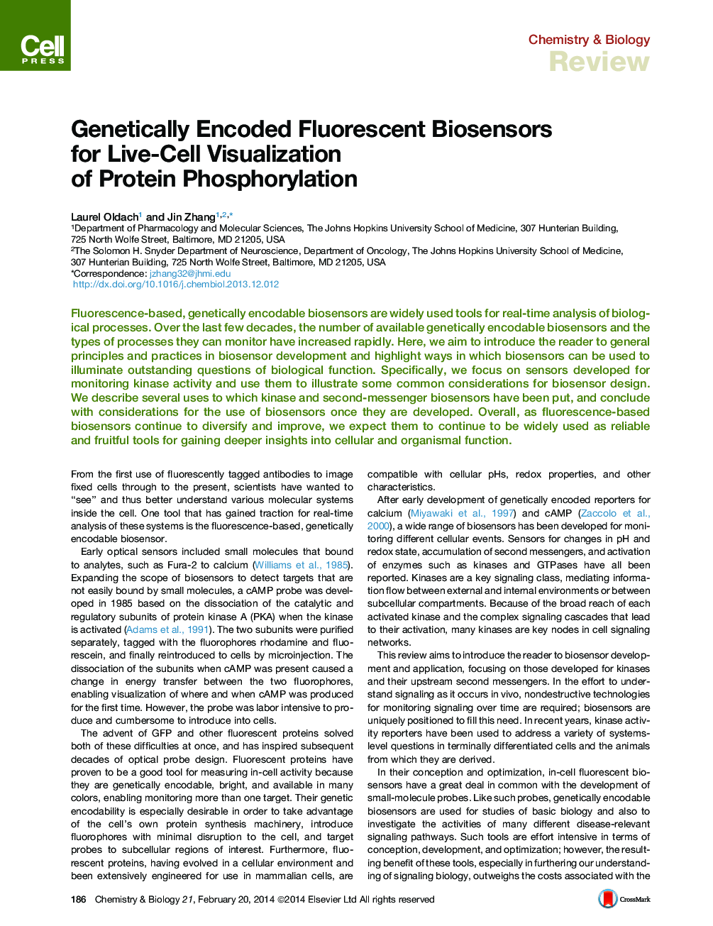 بیوسنسورهای فلورسنت ژنتیکی کدگذاری شده برای تصویر سازی سلول های زنده فسفولیلاسیون پروتئین 