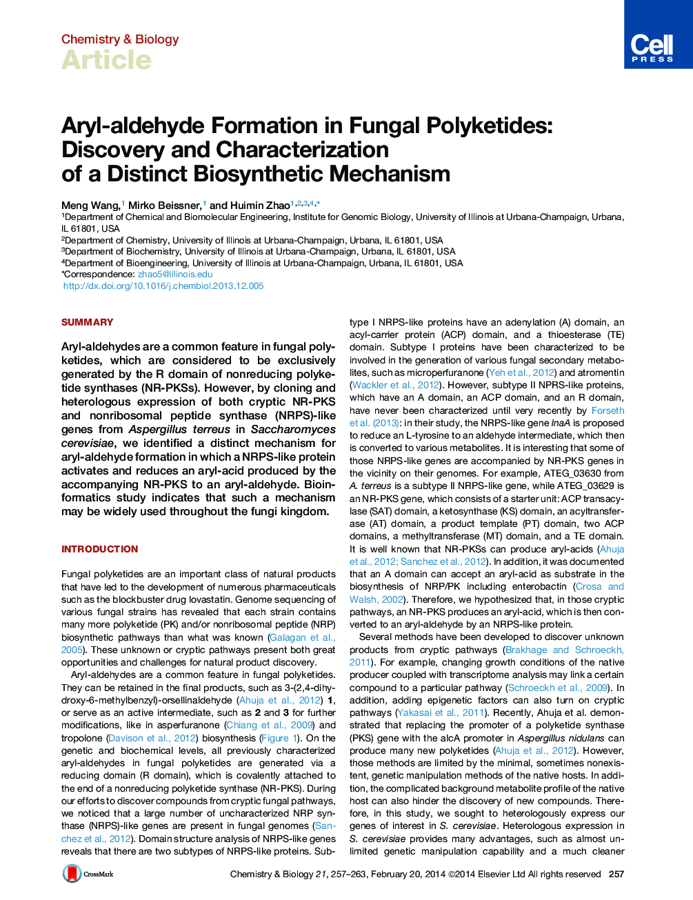 Aryl-aldehyde Formation in Fungal Polyketides: Discovery and Characterization of a Distinct Biosynthetic Mechanism