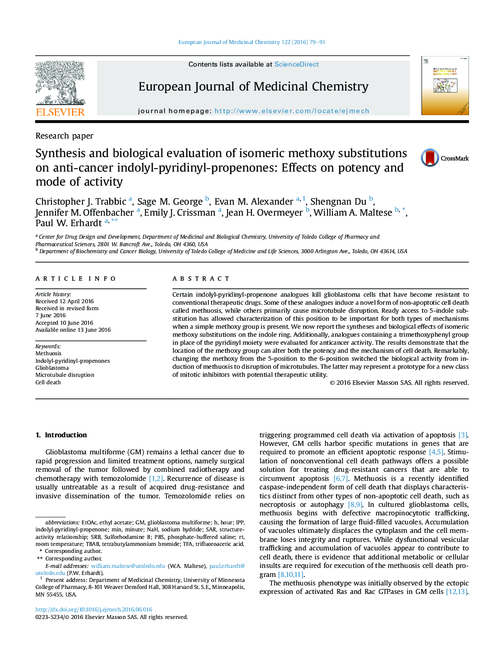 سنتز و ارزیابی بیولوژیکی جایگزینی متوسلی ایزومر در اندولیل پیلیدینیل پروپنونهای ضد سرطان: اثرات روی قدرت و حالت فعالیت 