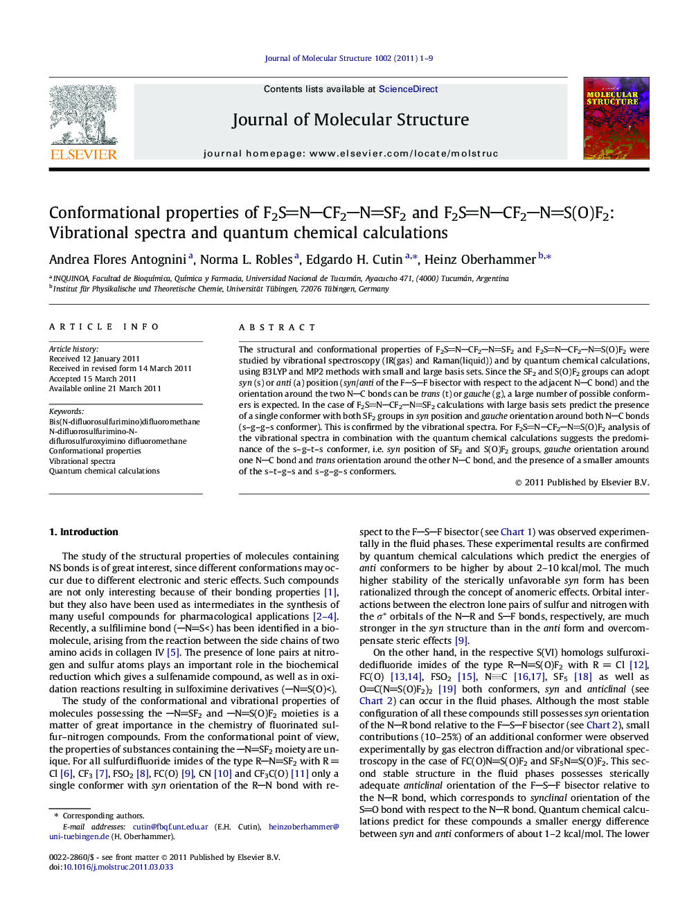 Conformational properties of F2SNCF2NSF2 and F2SNCF2NS(O)F2: Vibrational spectra and quantum chemical calculations