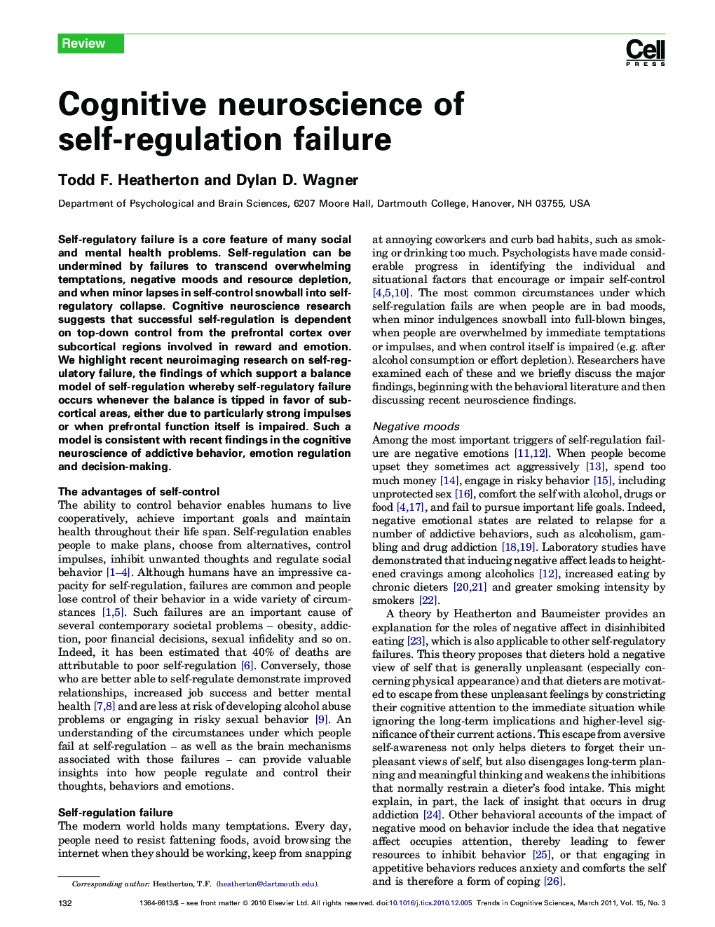 Cognitive neuroscience of self-regulation failure
