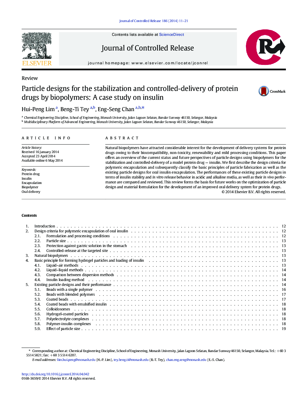 Particle designs for the stabilization and controlled-delivery of protein drugs by biopolymers: A case study on insulin