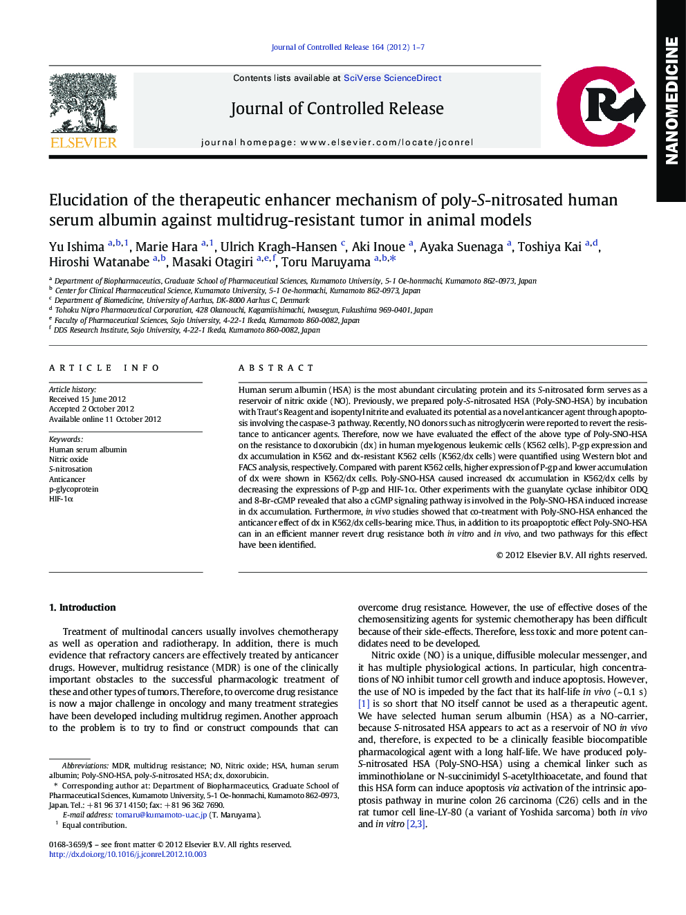 Elucidation of the therapeutic enhancer mechanism of poly-S-nitrosated human serum albumin against multidrug-resistant tumor in animal models