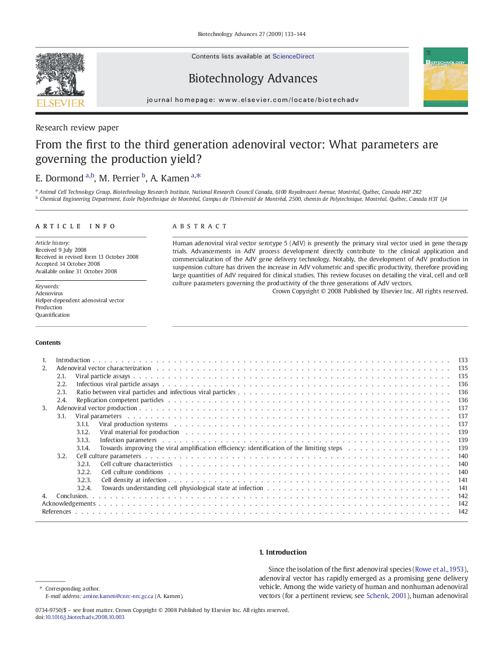 From the first to the third generation adenoviral vector: What parameters are governing the production yield?