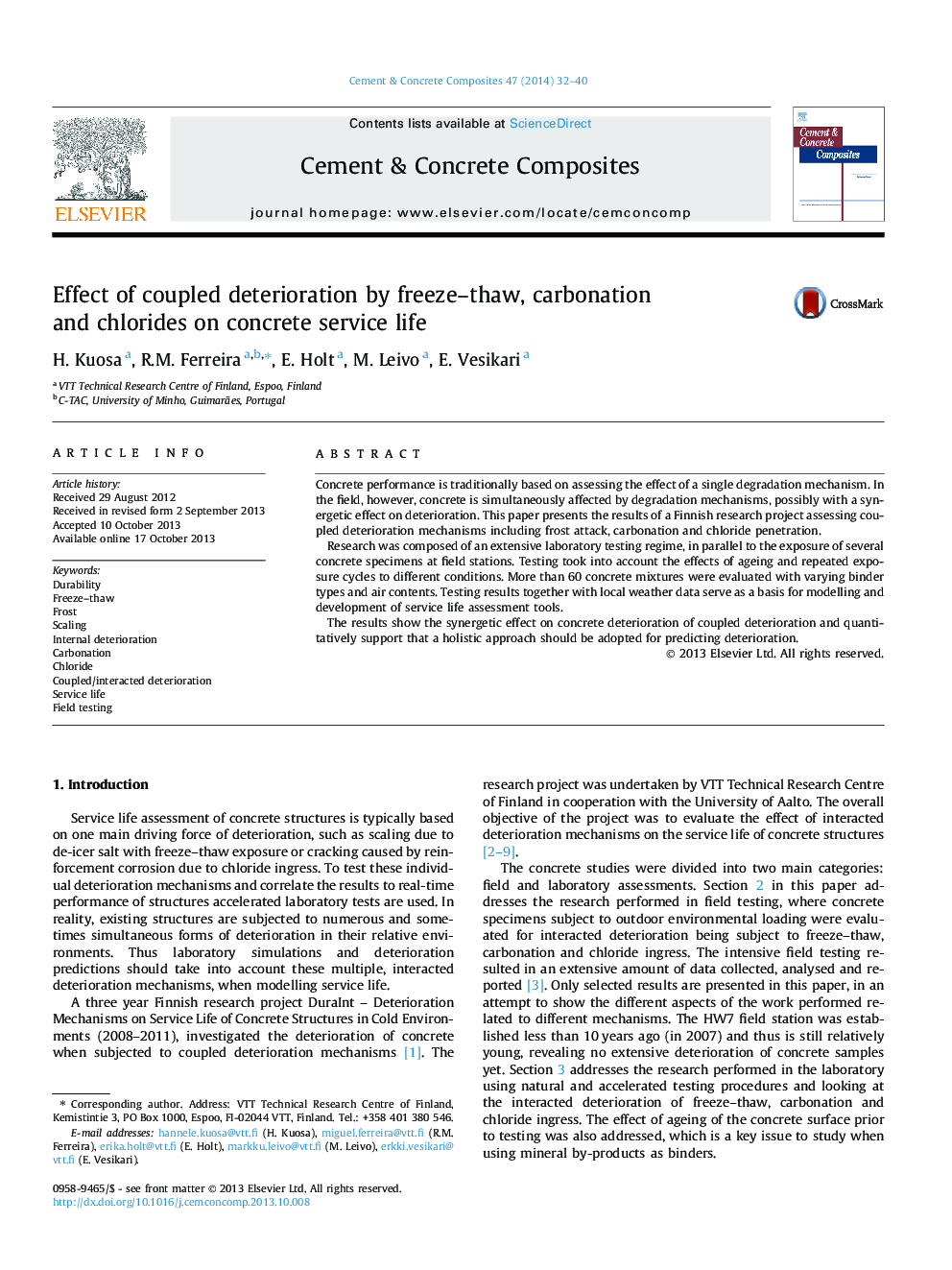 Effect of coupled deterioration by freeze–thaw, carbonation and chlorides on concrete service life