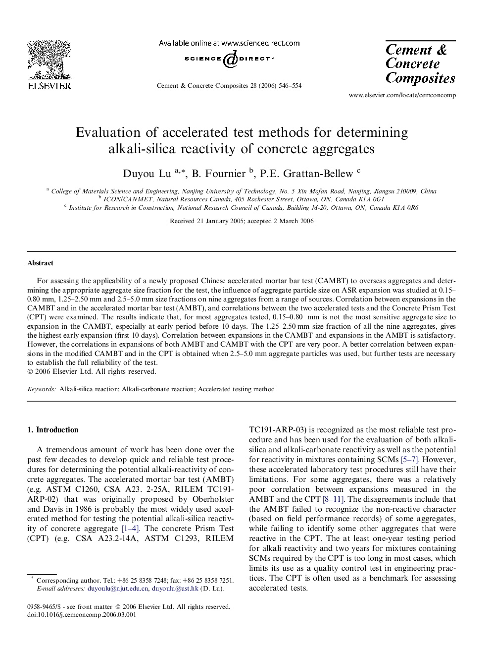 Evaluation of accelerated test methods for determining alkali-silica reactivity of concrete aggregates