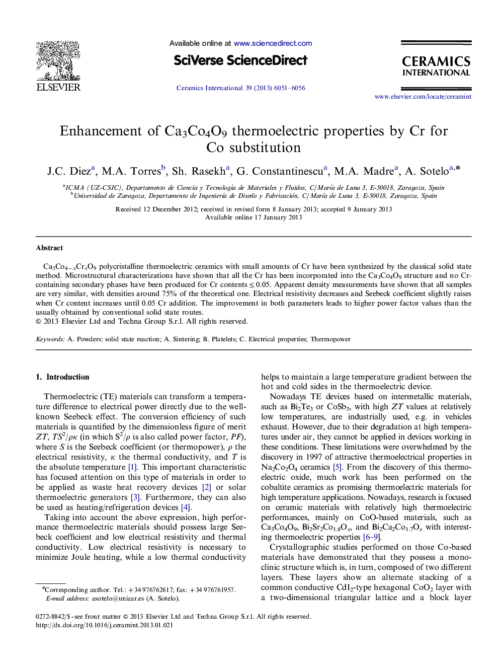 Enhancement of Ca3Co4O9 thermoelectric properties by Cr for Co substitution