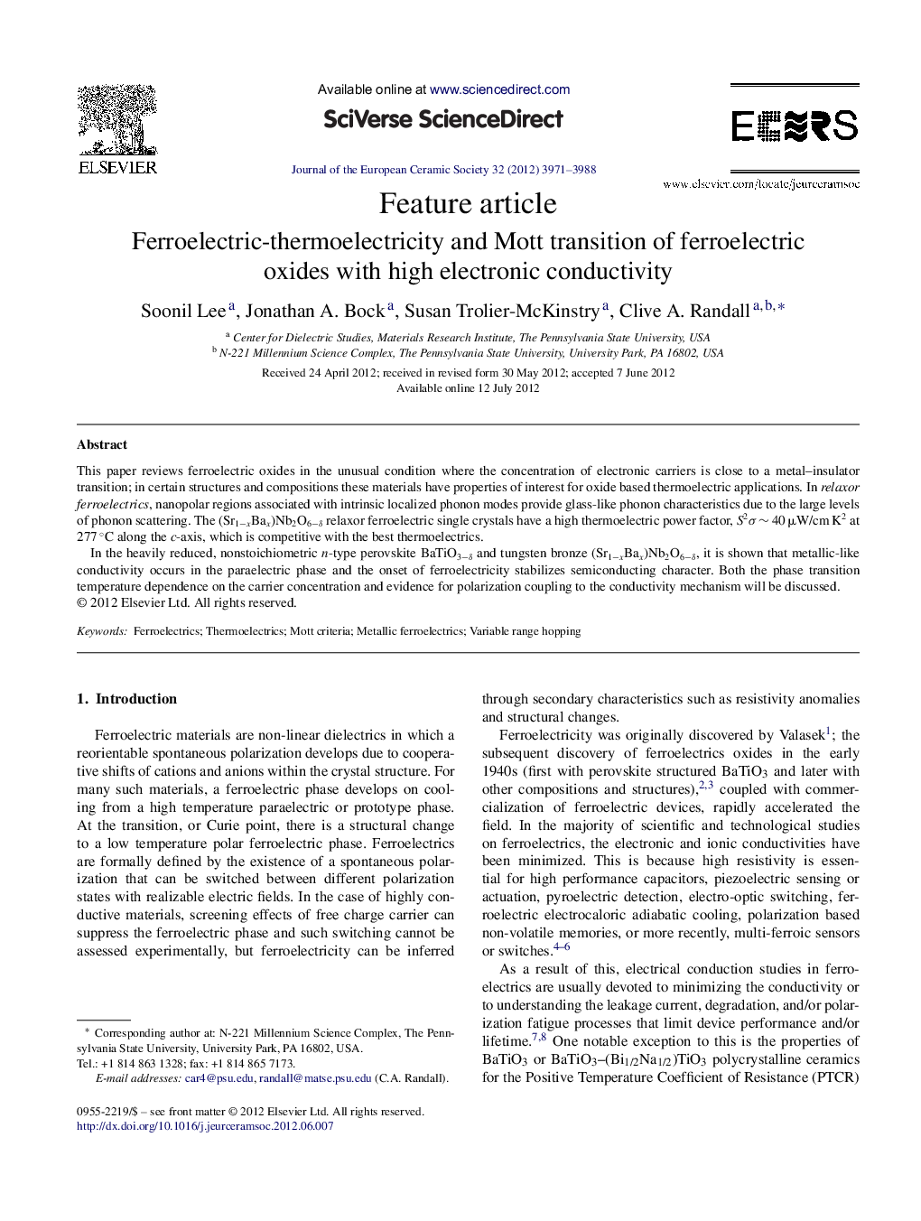 Ferroelectric-thermoelectricity and Mott transition of ferroelectric oxides with high electronic conductivity