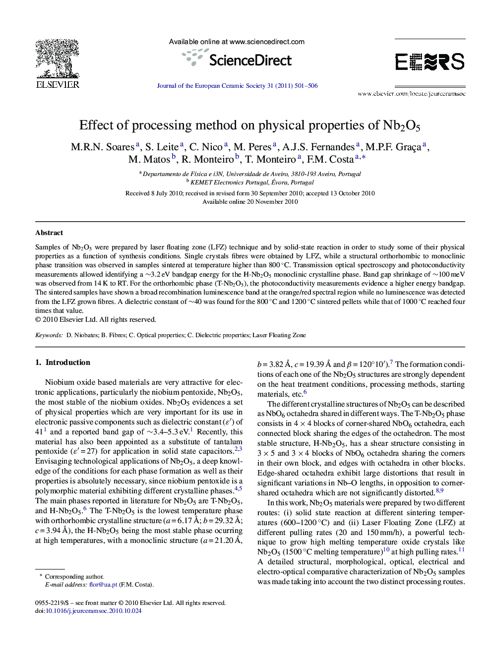 Effect of processing method on physical properties of Nb2O5