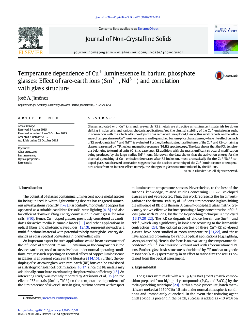 Temperature dependence of Cu+ luminescence in barium-phosphate glasses: Effect of rare-earth ions (Sm3 +, Nd3 +) and correlation with glass structure