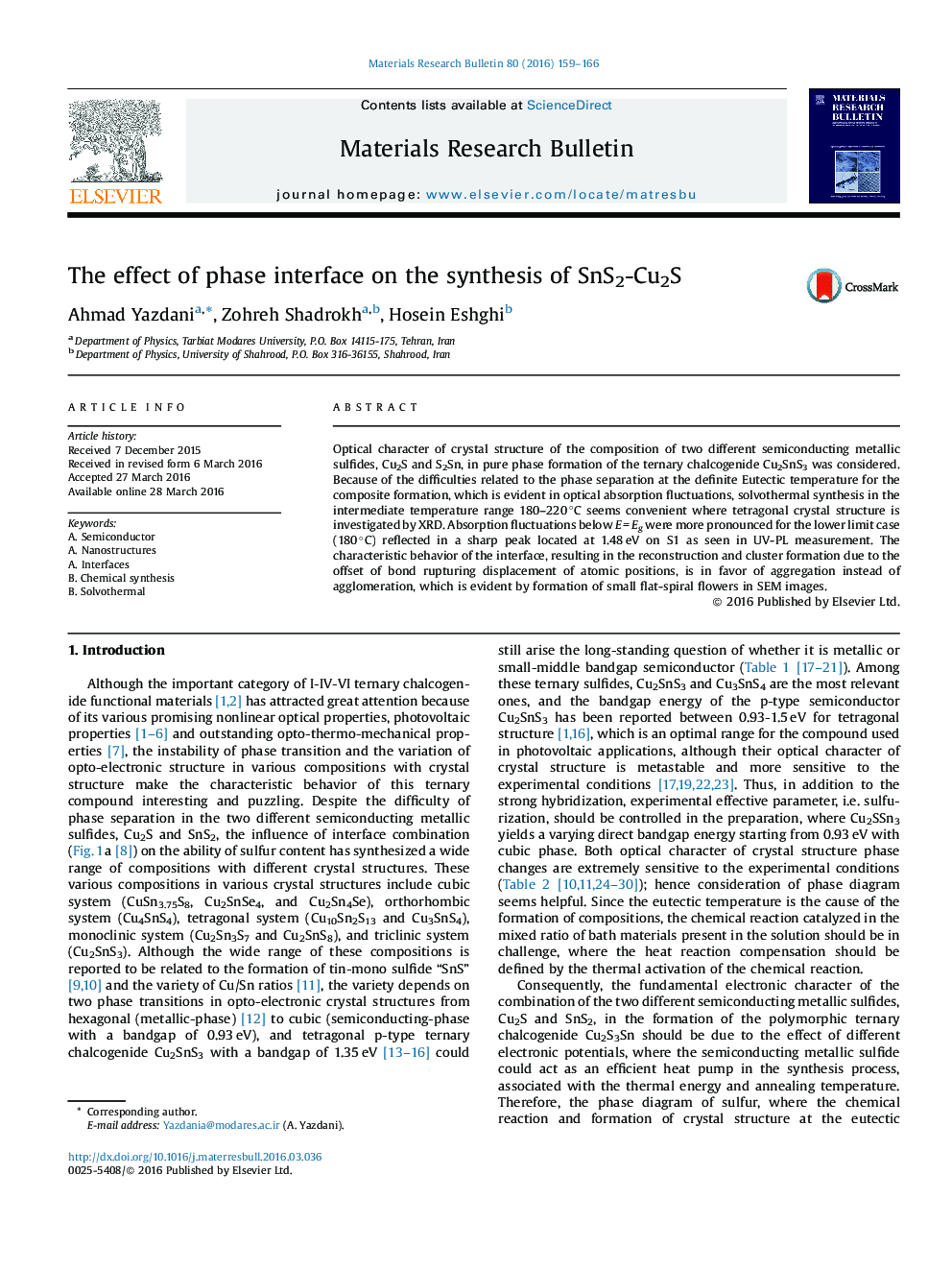 The effect of phase interface on the synthesis of SnS2-Cu2S