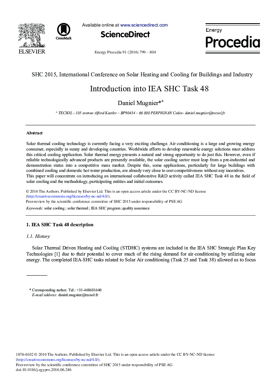 Introduction into IEA SHC Task 48 