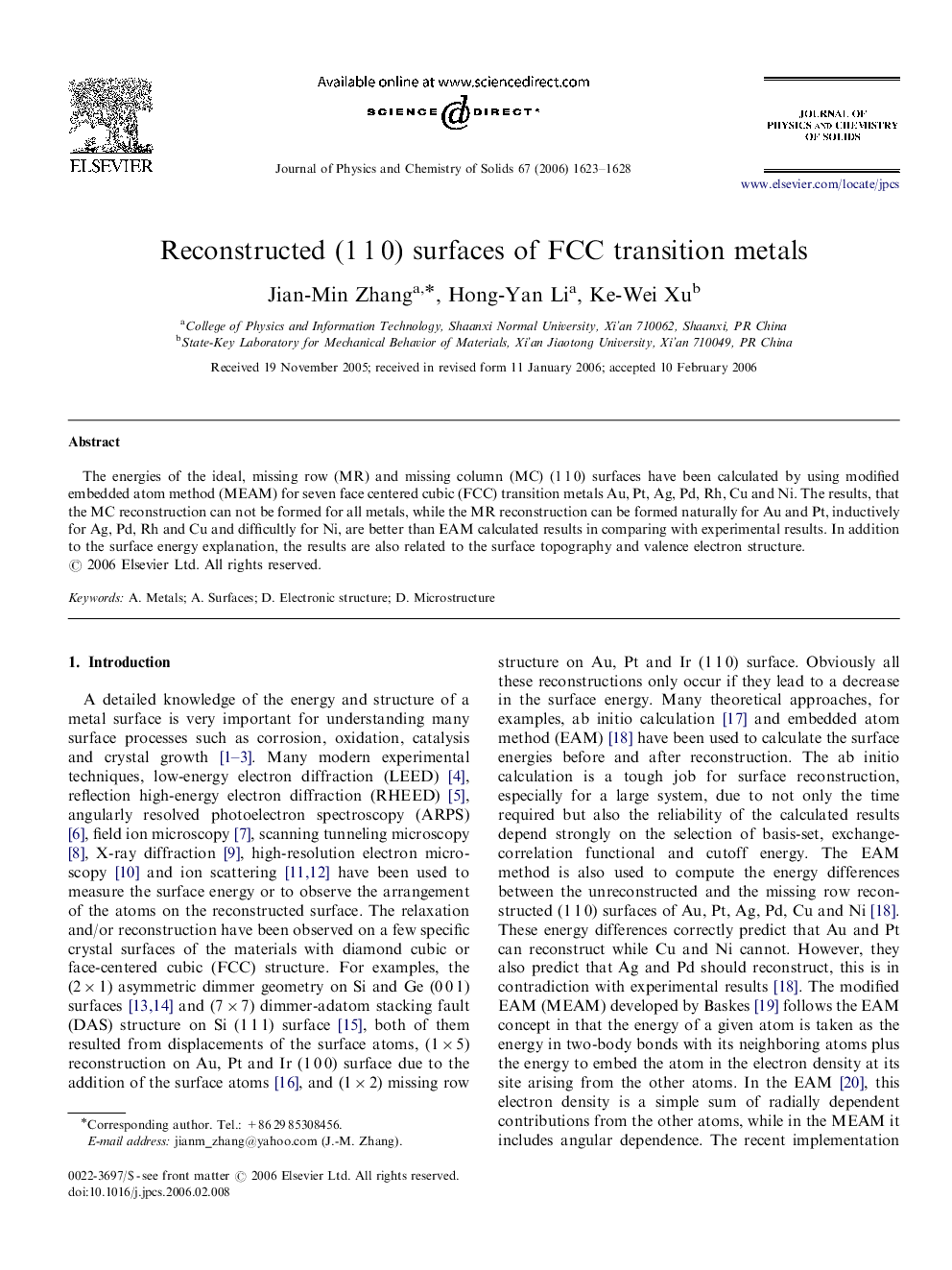 Reconstructed (1 1 0) surfaces of FCC transition metals
