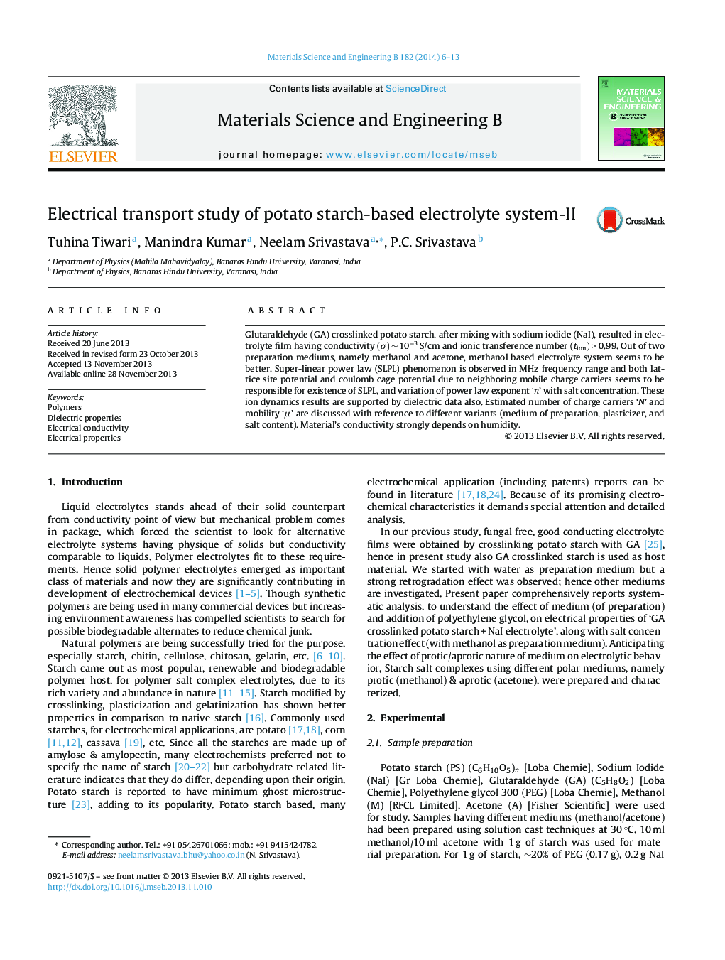 Electrical transport study of potato starch-based electrolyte system-II