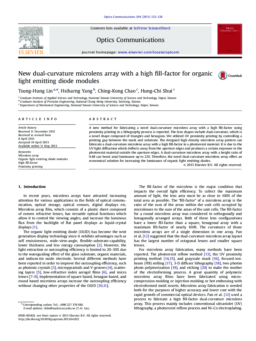 New dual-curvature microlens array with a high fill-factor for organic light emitting diode modules