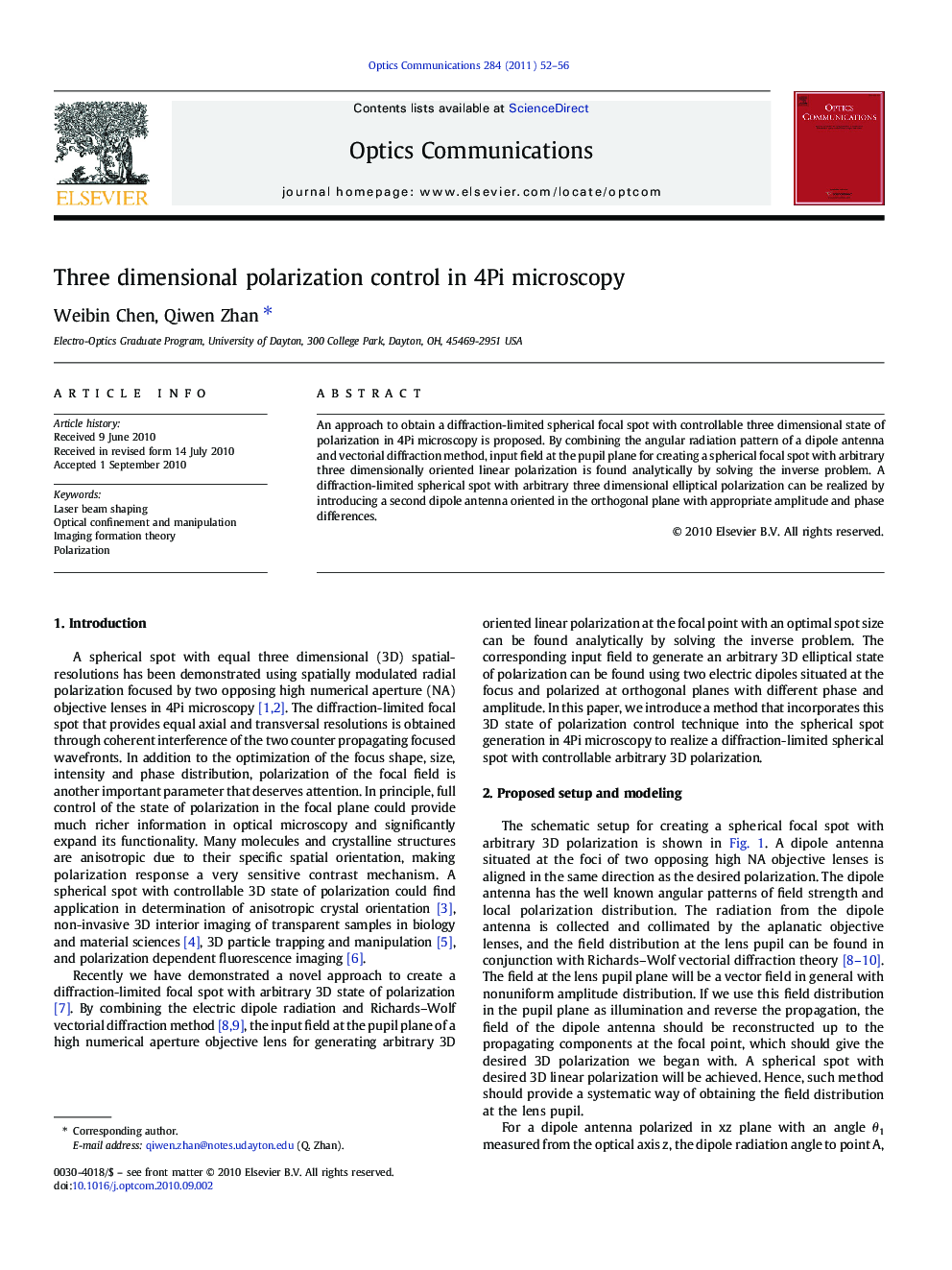 Three dimensional polarization control in 4Pi microscopy