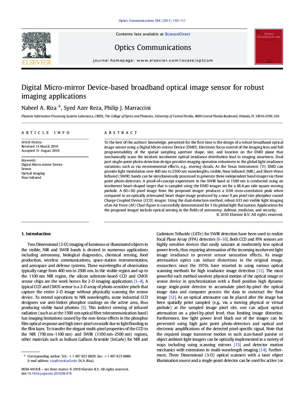 Digital Micro-mirror Device-based broadband optical image sensor for robust imaging applications