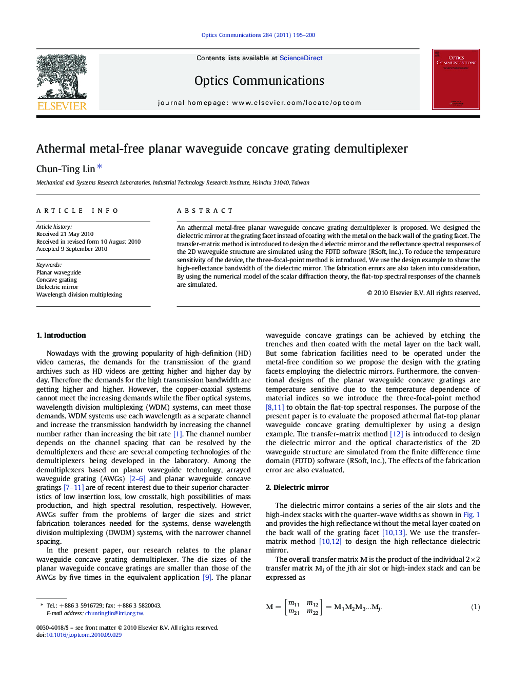 Athermal metal-free planar waveguide concave grating demultiplexer