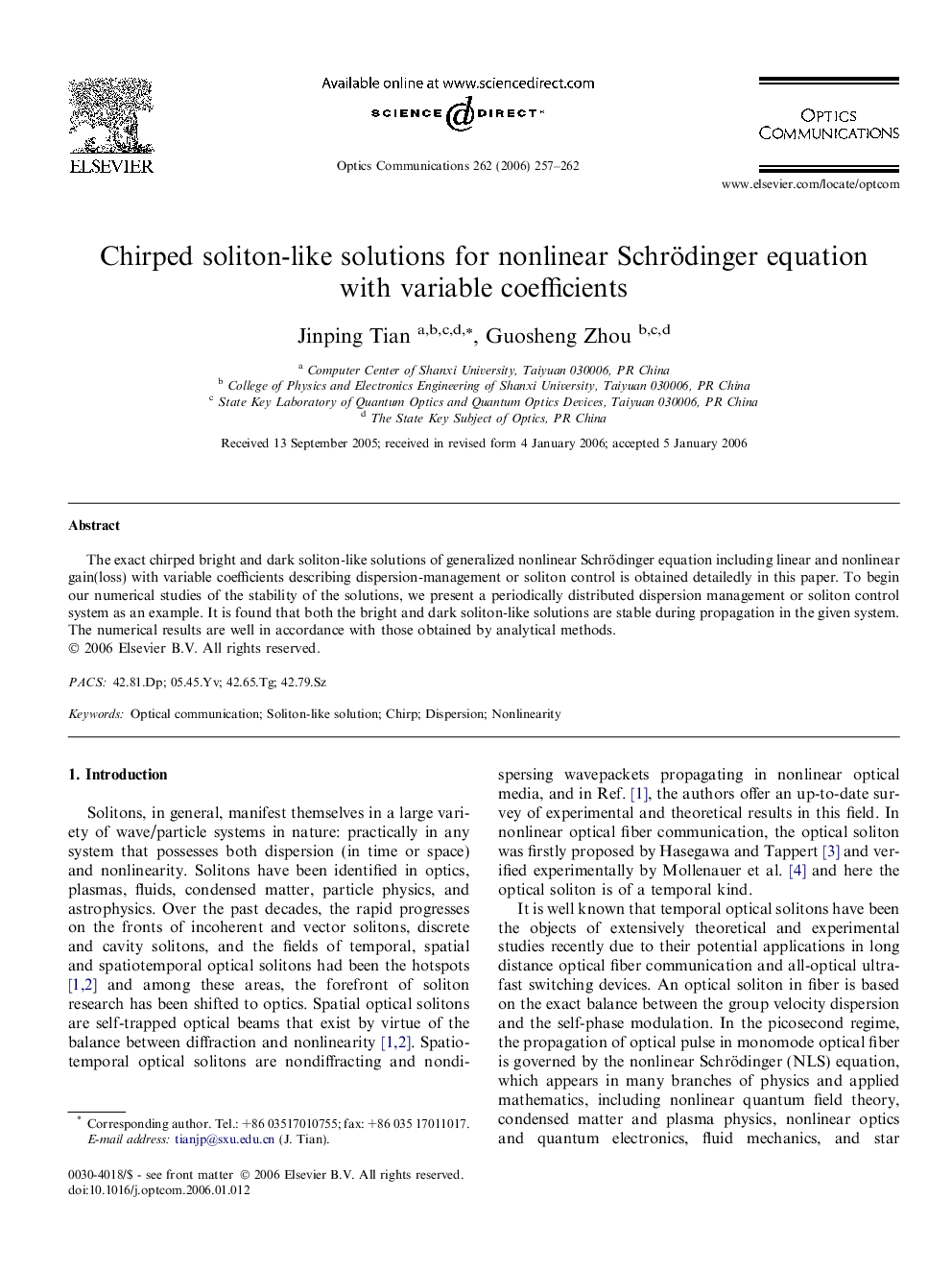 Chirped soliton-like solutions for nonlinear Schrödinger equation with variable coefficients